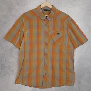 Arc'teryx Shirt Mens Medium Orange Plaid Short Sleeve Hiking Outdoor Trail